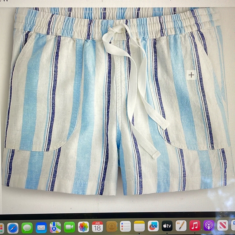 J Crew Cotton-linen seaside short in blue stripe.  Size Small. Highrise 3”-seam.